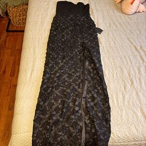 Lulu's Black Embellished Strapless Cocktail Dress